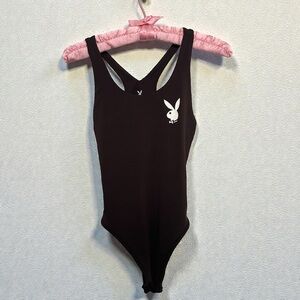 Playboy Brown Racerback Bodysuit | Bunny Logo | Y2K Athleisure | Size S
